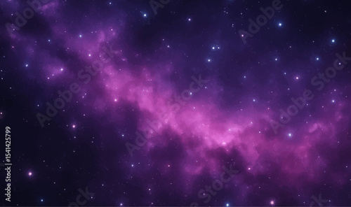 Abstract space background loop featuring a seamless starry night sky with a blue nebula and bright cosmic light