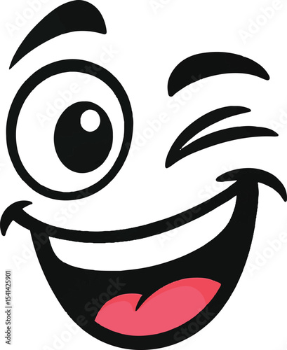 Happy winking cartoon face illustration