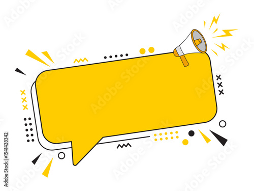 Megaphone with speech bubble banner. Ideal for use in business, marketing, and advertising