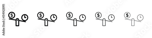 Time and money compare scale icon for mobile concept and web design.