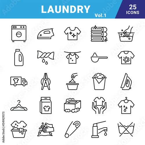 Laundry vector icon set for commercial use.