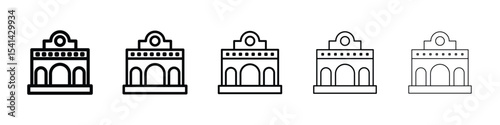 Train station building icon for mobile concept and web design.