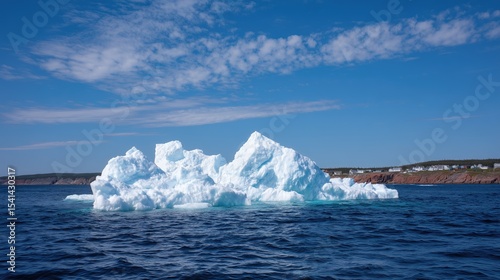Iceberg off the coast. Last small glacier is left, snow has melted. Environment. Ecology. Global warming