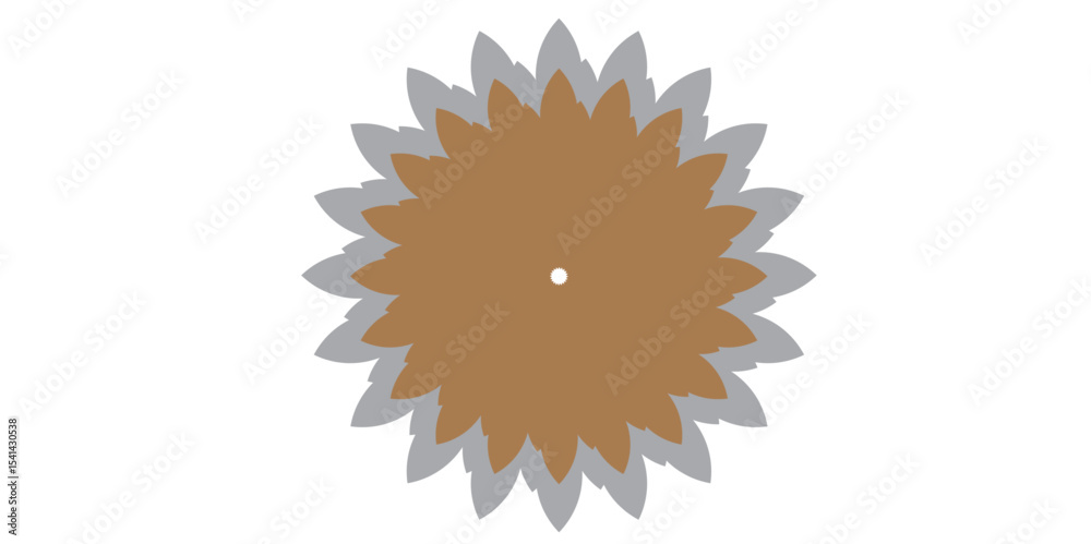 Fototapeta premium An elegant floral vector design featuring a large central radial flower with elongated petals, surrounded by smaller spiral and petal motifs in a warm brown color on a white background.