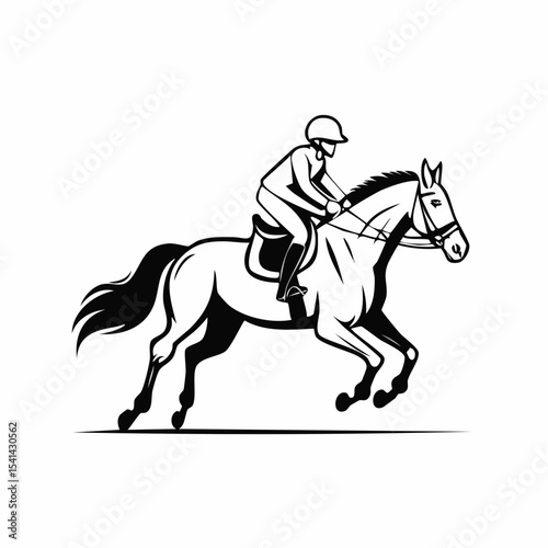 Jockey and horse jumping vector illustration perfect for horse training logo design.