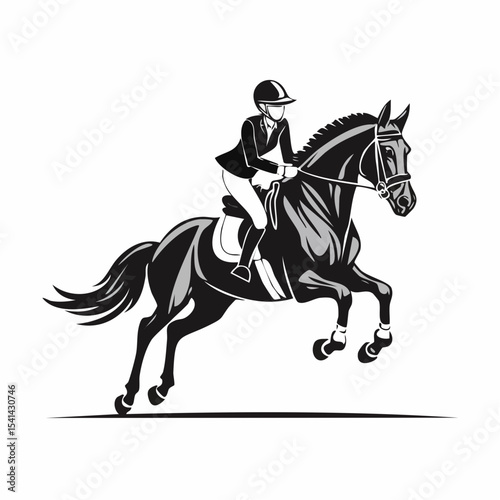 Jockey and horse jumping vector illustration perfect for horse training logo design.