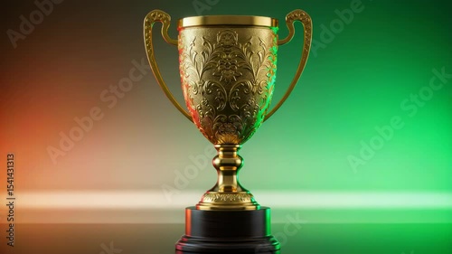 Dynamic Golden Trophy Display with Vibrant Backgrounds, Showcasing Achievement