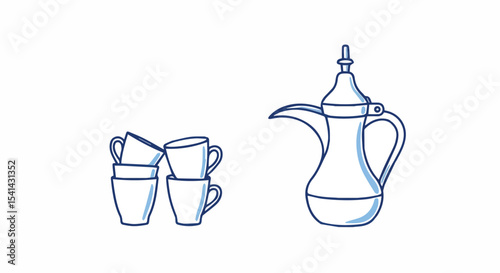 Traditional Coffee Pot and Cups Set