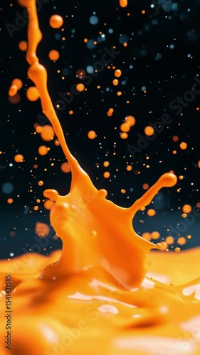 Animation of orange splash with vibrant colors