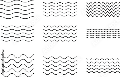 Wave line set. seamless borders zigzag. Graphic design elements. Horizontal handwritten
