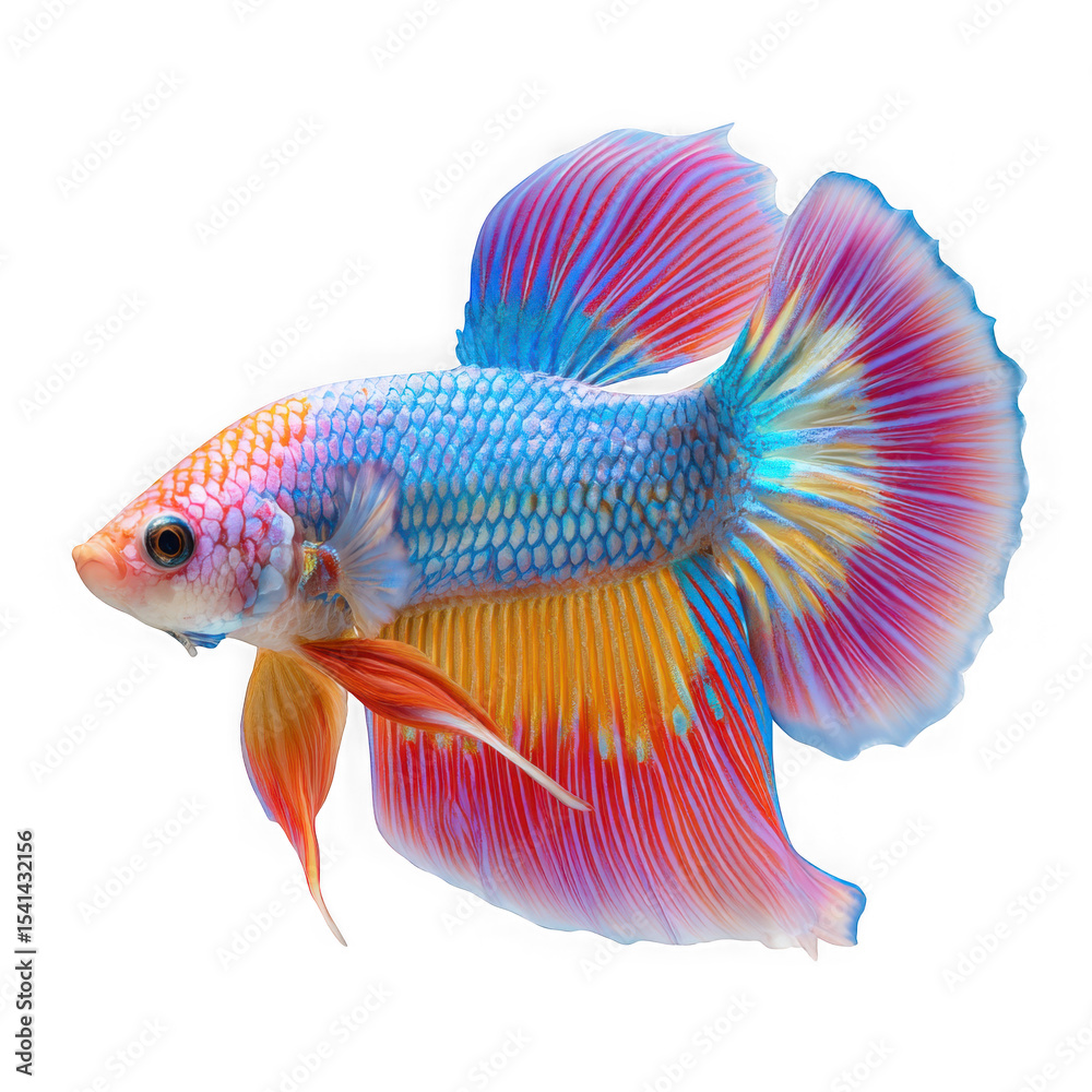 Fototapeta premium Vibrant Betta Fish, Colorful Aquarium Pet, Tropical Fish, Freshwater Animal