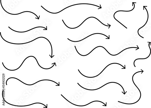 Hand drawn arrow icon set. presentation and education.  traffic arrows sign. Scribble swirl Arrow signs
