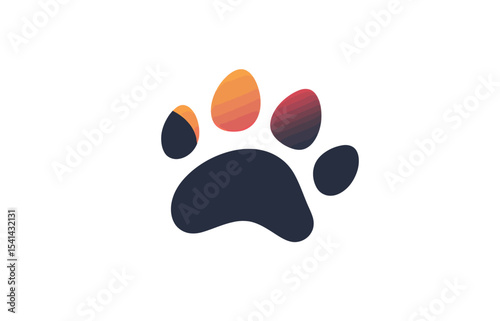 Stylized colorful paw print logo design for pet lovers and animal-related themes.