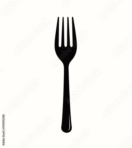 Elegant black fork silhouette on a white background.