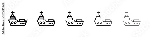 Warship icon for mobile concept and web design.