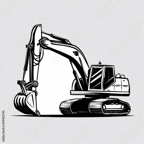 Heavy Excavator in Action Powerful Construction Equipment Working on Site with Precision and Strength