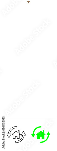 Set of House Refinancing Icons with Circular Arrows and Percentage Symbols Black and White Color Vector Design
