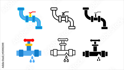 plumbing icon set. in different style vector illustration. two colored and black plumbing vector icons designed in filled, outline, line and stroke style can be used for web, mobile, ui
