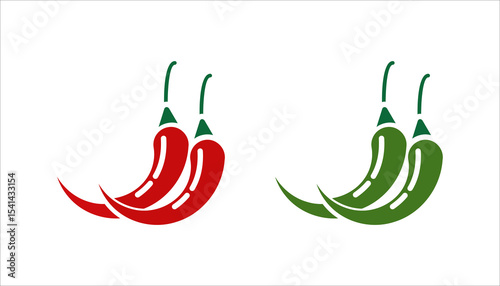 Cartoon Red Hot Chili Pepper Icon Set Closeup, Isolated. Hand Drawn Spicy Chili Pepper, Vector Illustration
