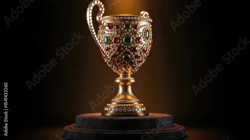 Golden Trophy with Jewels: A Symbol of Victory and Achievement Background Video