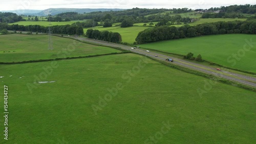 High Angle Footage of Village Countryside Landscape at Near Kendal Town, Lake District of England United Kingdom. Drone Camera Footage Was Captured on June 13th, 2025
