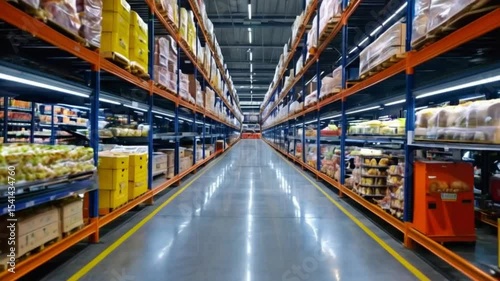 warehouse shelves with boxes