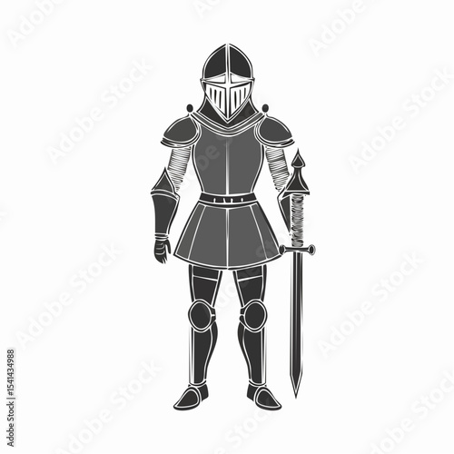 Crusade Knight Image Vector. Crusader knight illustration Black and White Image vector.