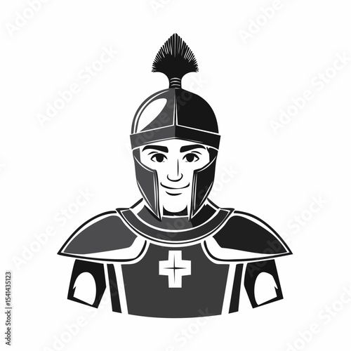 Crusade Knight Image Vector. Crusader knight illustration Black and White Image vector.