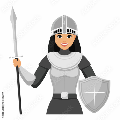 Crusade Knight Image Vector. Crusader knight illustration Black and White Stock vector.