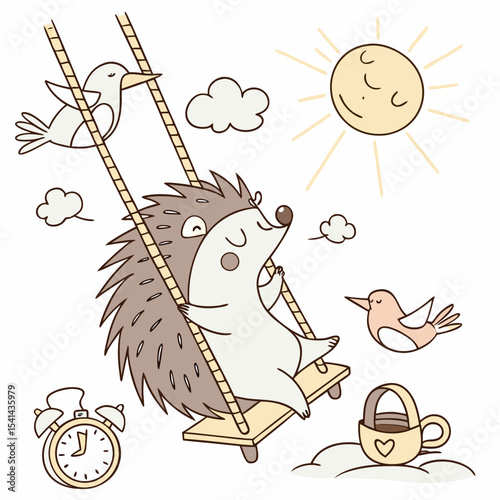 Playful Bashful Hedgehog design, styled with on a cloud swing and Sunny Mornings shades in a Morning sunshine setting