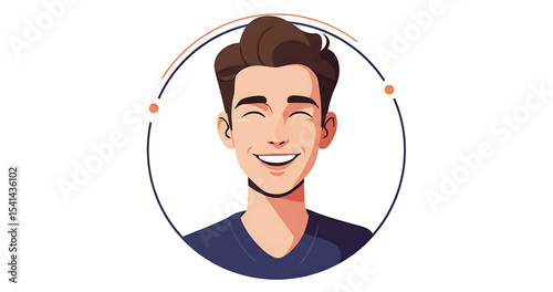 Smiling Face Portrait: An animated portrait of a cheerful person. The person's eyes crinkling, conveying genuine happiness and positivity. This illustration emanates warmth and approachability.