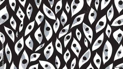 Abstract forms float randomly in stark black background pattern modern