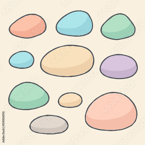 Colorful Stones: A collection of smooth, colorful stones, each with unique hues and subtle variations, arranged against a neutral backdrop, evoking a sense of tranquility and natural beauty.