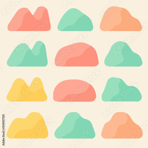 Abstract Mountainscape: An artistic arrangement of stylized mountains in a minimalist style, a captivating abstract landscape offering versatility for various design applications.