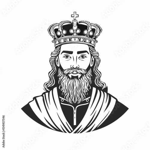 Byzantine man prince character wearing crown Image Vector isolated on white background