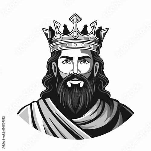 Byzantine man prince character wearing crown Image Vector isolated on white background