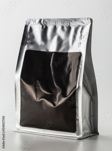 Silver Packaging Bag with Smooth Surface and Black Label Area