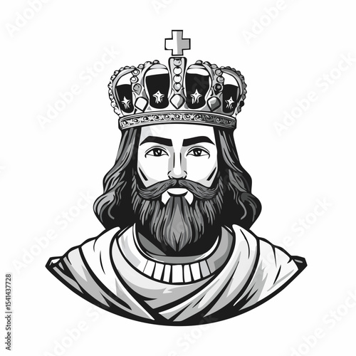 Byzantine man prince character wearing crown Image Vector isolated on white background