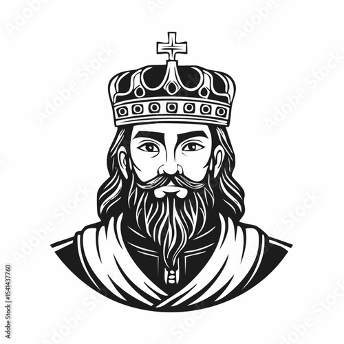 Byzantine man prince character wearing crown Image Vector isolated on white background