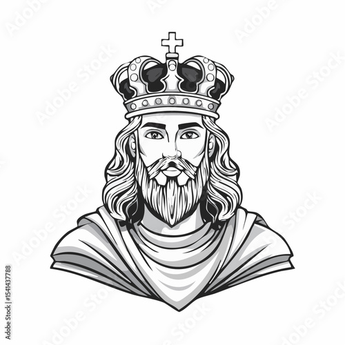 Byzantine man prince character wearing crown Image Vector isolated on white background