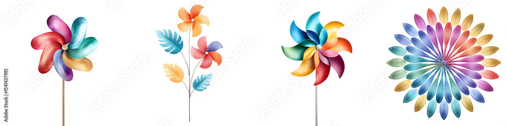 Obraz premium Vibrant Pinwheel Flowers Spinning in the Wind