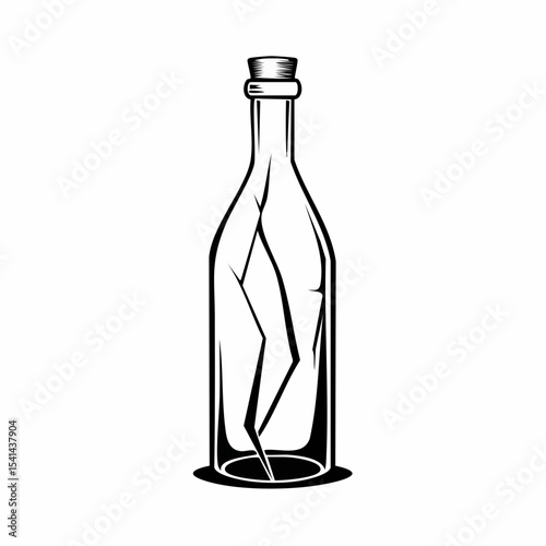 Broken Glass Bottle Sharp Shards Glass Image vector Isolated on white background.