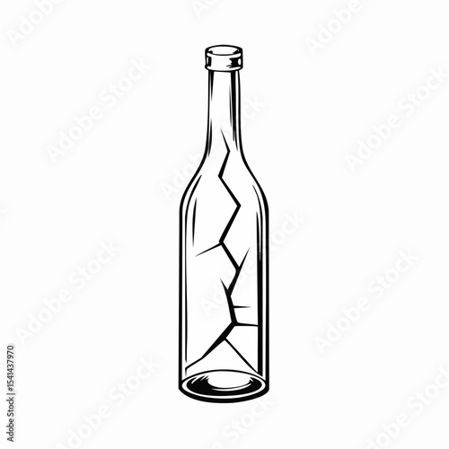 Broken Glass Bottle Sharp Shards Glass Image vector Isolated on white background.