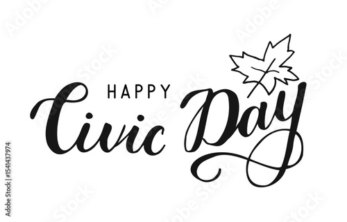Happy Civic day Holiday handwritten text. Modern brush ink calligraphy for poster, banner, greeting card. Vector illustration