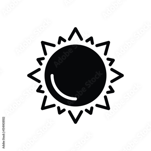 Black solid icon for sun