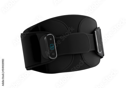 Black Back Support Brace Ergonomic Design for Spinal Health isolated on transparent baackground