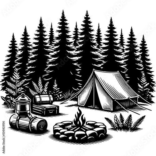 camping in the forest