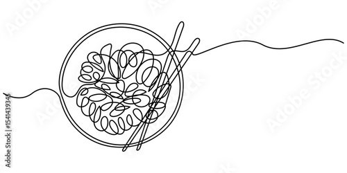 chow mein Continuous one line drawing, One line illustration of ramen bowl, 
 Link ×Title:
Vector illustration of spaghetti isolated on white background for kids coloring activity worksheet/workbook.