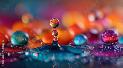 Vibrant Color Water Drop Macro Photography