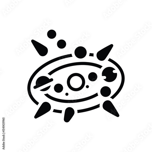 Black solid icon for solar system